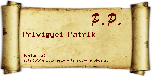 Privigyei Patrik névjegykártya